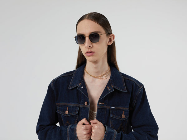 Adam Slims Optical / Hunter Gold Acetate & Blue - Light Lens - Shade Files